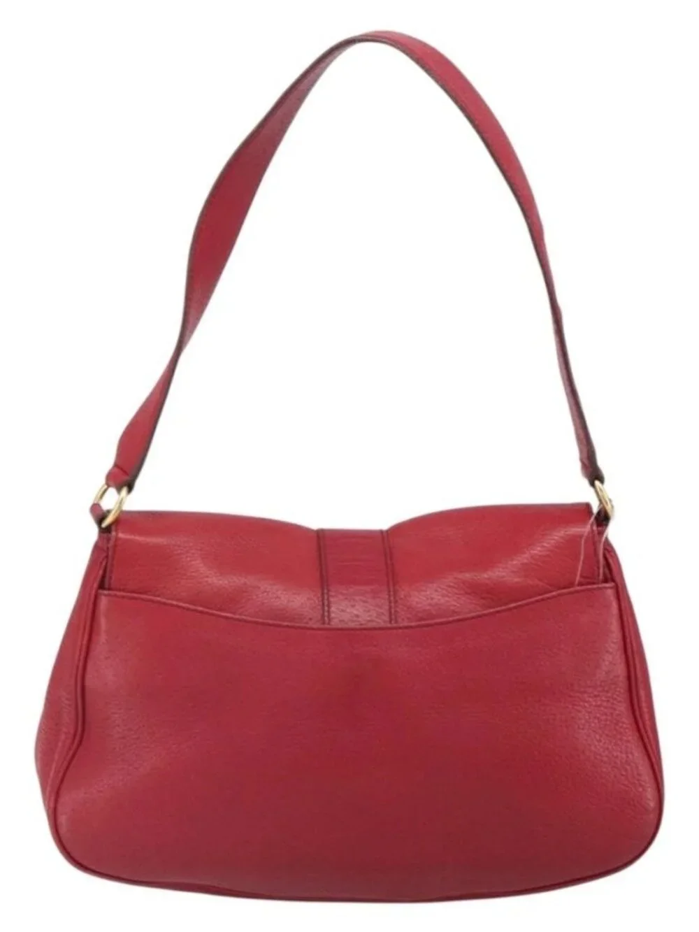 Salvatore Ferragamo Gancini Shoulder Bag Leather Red Gold Auth 166427
